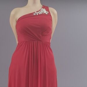 Red V-Neck Maxi Dress